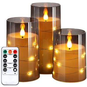 Lot de 3 Bougies LED Sans Feu avec Effet Flamme Réaliste