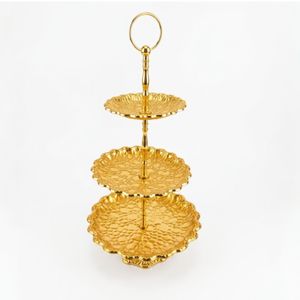 Présentoir à Gâteaux en Métal Doré 3 Étages - Robuste et Élégant pour Réceptions