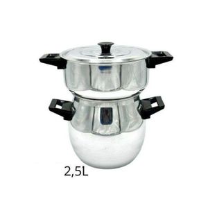 Mini Couscoussier en inox Cuit Vapeur Faitout 3en1- 2,5 Litres