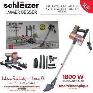 schlëizer Aspirateur 8 en 1 à main 1800 w à fil , technologie sans sac cyclonique, tube en metal