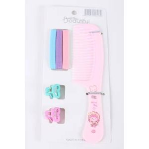 Kit peigne, élastiques et pinces pour enfants (Couleurs aléatoires)