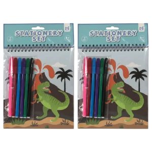 MIEVIC Lot de 2 - Livre de Coloriage et Stylos Aquarelle Dinosaure - Set Créatif pour Enfants - Activité Ludique et Éducative