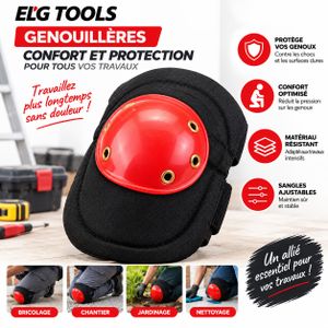 Elg 1 pièce Protection de Genoux pour Carreleur et Bricolage Genouillères Ergonomiques avec Coque Rigide Rouge Sangles Réglables Taille Unique Équipement de Sécurité