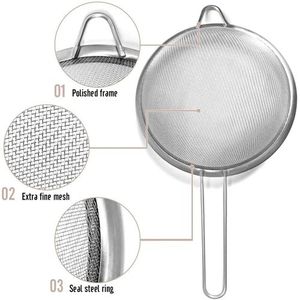 مصفاة وغربال مطبخ من الستانلس ستيل ، شبكة رفيعة ، قطر 20 سم -Passoire & Tamis de Cuisine En Acier Inoxydable, Maille fine, Ø 20 cm