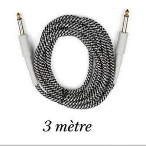 Câble d'Instrument Tressé Haute Qualité - Jack 1/4" (6.35mm) Mono TS - 3 Mètres