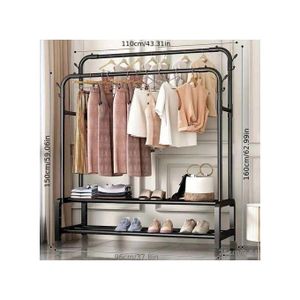 porte-vêtements en métal à double pôle noir supporte 40kg cintre de vêtement