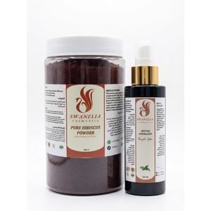 SWANELIA COSMETICS باك Swanelia - بودرة الكركديه 500غ ومقطر الحريقة 130مل لتكثيف ومحاربة تساقط الشعر