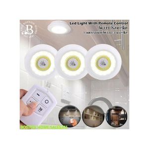 3 pcs Lampes sans fil COB Led avec télécommande, éclairage mural
