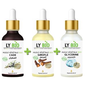 LY BIO PACK HUILE CADE 50ML - PIPETTE + HUILE GIROFLE 50ML - PIPETTE + HUILE GLYCERINE 50ml - PIPETTE
