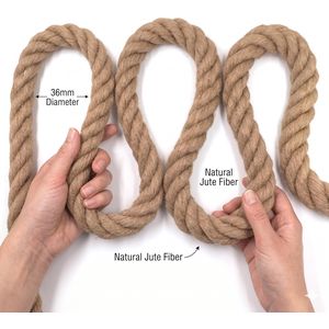 50m Corde de Jute Naturelle 36mm Épaisse – Gros Diamètre pour Décoration, Garde-Corps Escalier, Aménagement Jardin, CrossFit & Artisanat Handmade