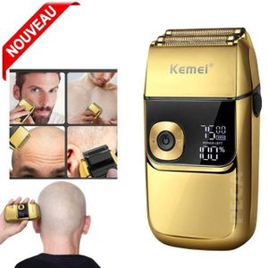 Kemei Rasoir électrique professionnel pour barbe et cheveux, Rechargeable (Gold)