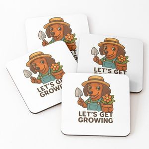 4 Dessous de Verre Jardinier teckel – Commençons à cultiver ! sous tasse unique 