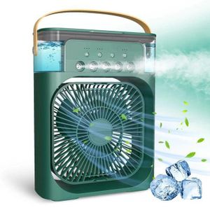 Mini Ventilateur Climatiseur Portable,Refroidissement à Eau et Glaçons avec Lumière LED Multicolore
