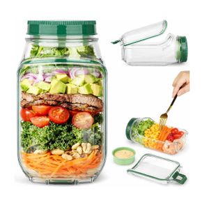 Pot à Salade à Ouverture Latérale, Lunch Box, Couvercle Intégré et Conception de bol