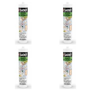 Sader Lot de 4 - Mastic Silicone Multi-Usage - Mastic d'étanchéité et de collage - Intérieur/Extérieur - 280ml