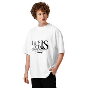 Unisex organic oversized high neck t-shirt  LIFE IS GOOD 