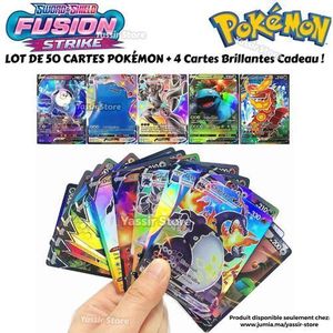 Pokemon Pokemon Lot de 50 Cartes FUSION STRIKE + 4 Cartes Brillantes OFFERTE 2022
