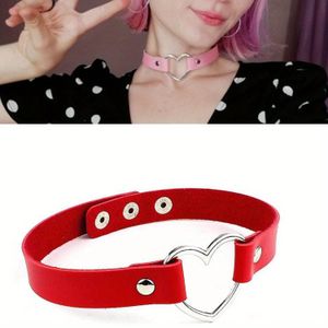 Collier Punk Gothique en Cuir PU avec motif cœur, Style Sombre et Personnalisé, idéal pour les soirées 