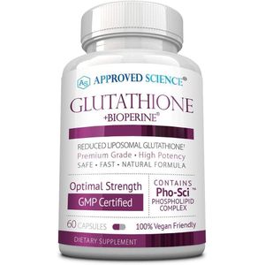 Approved جلوتاثيون - جلوتاثيون 500 ملجم - مجمع الفسفوليبيد، فيتامين C، بيوبيرين - أفضل مضاد للأكسدة للمساعدة في تحييد الجذور الحرة - مناسب للنباتيين - 60 كبسولة