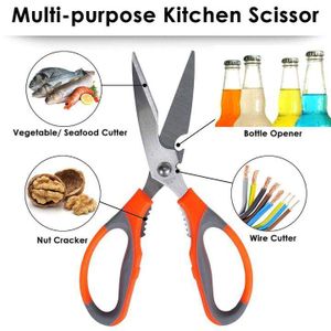 Ciseaux de cuisine polyvalents en acier inoxydable - Avec un couteau supplémentaire