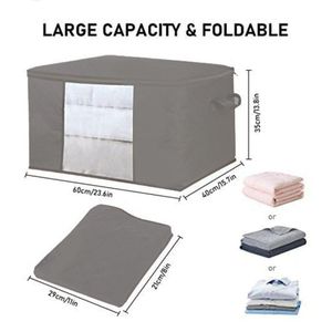 Sac de rangement vêtements couettes, Organisateur de placard pliable, Boite de rangement textile grand volume, Housse de rangement pliable avec fenêtre transparente, Rangement sous lit gain de place, Sac étanche anti-poussière anti-humidité