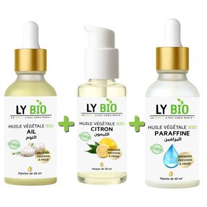 LY BIO PACK HUILE AIL 50ML - PIPETTE + HUILE CITRON 50ML - POMPE + HUILE PARAFFINE 50ML - PIPETTE