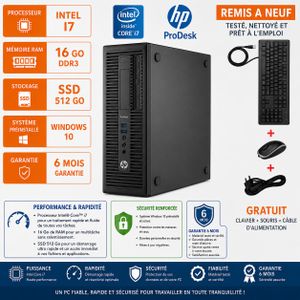 Hp PC Bureau  ProDesk 400 i7-16Go -512Go SSD - Reconditionné - 6 Mois Garantie + Souris Clavier Offerts