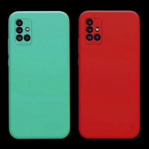 Pack 2 Pochette : pochette silicone souple Samsung A71 Vert + Coque A71 Rouge