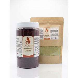 SWANELIA COSMETICS باك Swanelia - بودرة الكركديه 500غ وبودرة العرعار 250غ لتطهير الفروة وتغذية الشعر