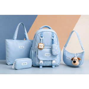 Cartable Scolaire Sac à dos  fourre-tout à poches multiples 4 pièces