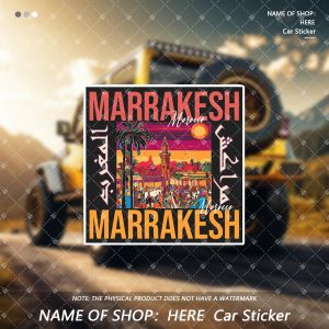 ملصق سيارة فينيل لسوق مراكش المغرب، ملصق مقاوم للماء للمصدات، سيارات الدفع الرباعي، الدراجات النارية، الحواسيب المحمولة - لمسة سفر أنيقة - هدية فريدة - ملحق مركبة إبداعي