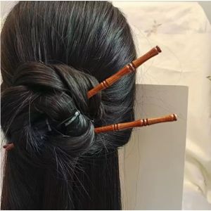 Ensemble de 2 bâtonnets à cheveux en bois - Accessoires classiques en bambou pour cheveux