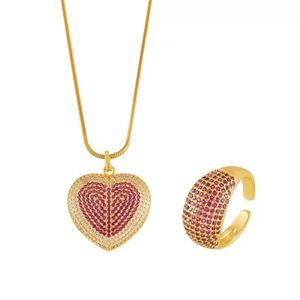 Clémentine Paris Ensemble de bijoux de luxe pour femme doré plaqué or Idée cadeau Cœur Passionné EGO076