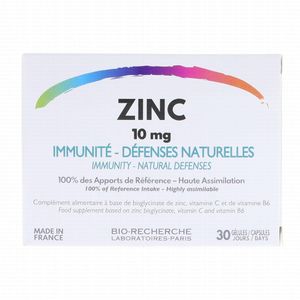 Zinc, 10mg, Soutien Immunitaire, Peau Saine, Cheveux & Ongles Forts, Équilibre Hormonal - 30 Gélules (Fabrique en France)