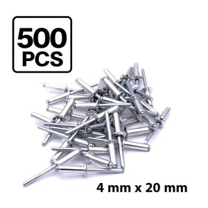 500 Rivets Pop 4×20 mm UMX – Rivets Aveugles en Métal pour Assemblage, Réparation et Travaux de Quincaillerie