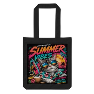 Untitled teSummer Vibes Cat – Tropical Beach Sunset Streetwear Designmplate - Black