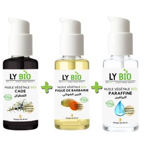 LY BIO PACK HUILE CADE 50ML - POMPE + HUILE FIGUE DE BARBARIE 50ML - POMPE + HUILE PARAFFINE 50ML - POMPE