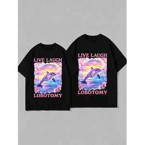 Ensemble de T-shirts pour hommes - Imprimé "Live Laugh Lobotomy" - Vêtements décontractés tendance