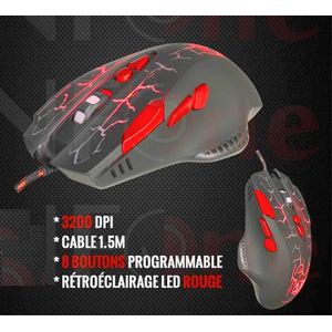 Jedel Souris Gaming GM830, Souris optique Multibouton Rétro-éclairé LED