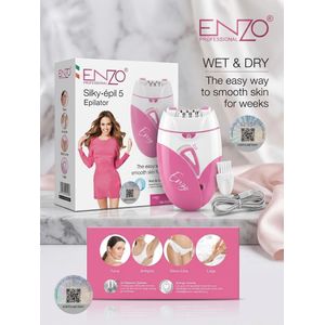 Enzo  Epilateur Electrique Silky-Épil 5 Professional Wet & Dry - Rose & Blanc (No.0103)