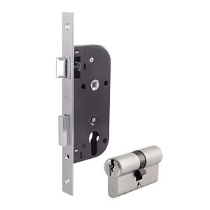 Serrure avec cylindre - Métal - Sécurité de porte - Argent 60mm