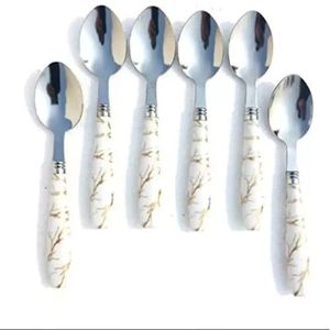 مجموعة من 6 ملاعق قهوة من الفولاذ المقاوم للصدأ ، ملاعق بتصميم رخامي