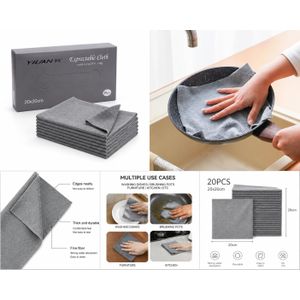 General Chiffons de Nettoyage en Microfibre 20x20 cm Ultra Absorbants  Réutilisables Lot de 20 Pièces  Multi-Usages Cuisine & Maison