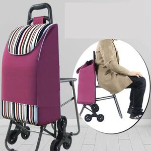 Chariot de courses pliable avec chaise Sacs d’épicerie réutilisables