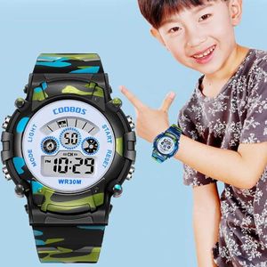 Montre numérique Design militaire pour enfants, Montre électronique de garçons étudiants