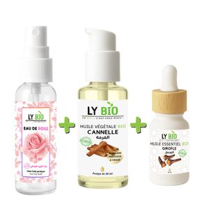 LY BIO LYBIO عبوة ماء الورد 100 مل + زيت القرفة 50 مل - بمضخة + زيت القرنفل العطري 10 مل