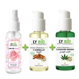 LY BIO مجموعة LYBIO ماء الورد 100 مل + زيت القرفة 50 مل - مضخة + زيت مرطب ومغذي 50 مل - مضخة