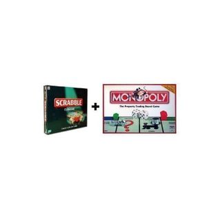 Pack jeux de société comprenant 1 scrabble et 1 monopoly
