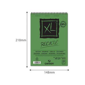 Canson Carnet Bloc dessin 160g´XL RECYCLED´ Spiralés Petit Côté, Format A5