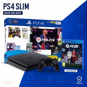 Playstation Console PS4 Slim 500 Go Neuve avec Boîte d’Origine + Manette DualShock 4 + Jeu EA SPORTS FC 26 en CD